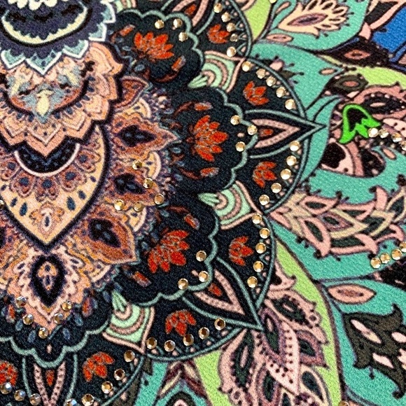 Desigual Yamina Mandala Shift Dress Women Medium Boho Rhinestone New With Tag - Picture 7 of 12